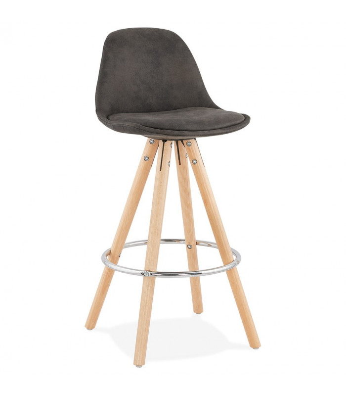 Tabouret de bar design gris foncé en tissu et bois Adagio Mini 65