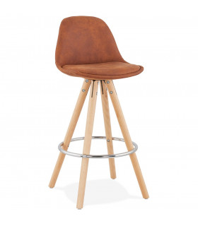 Tabouret de bar design marron en tissu et bois Adagio Mini 65