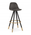 Tabouret de bar design gris foncé en tissu et bois Ayres