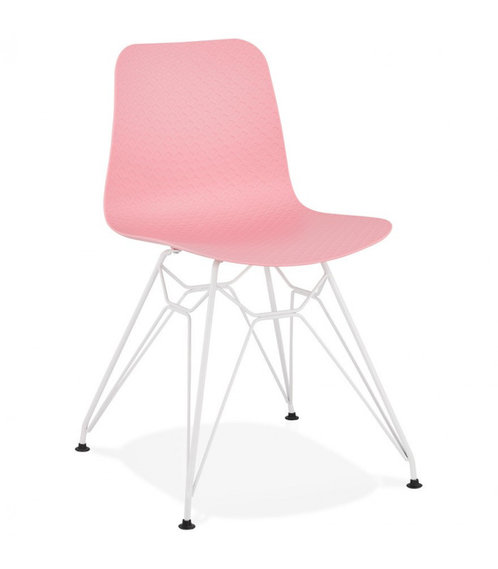 Chaise design rose en plastique et métal Curl