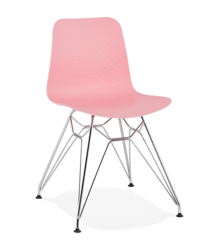 Chaise design rose en plastique et métal Curl