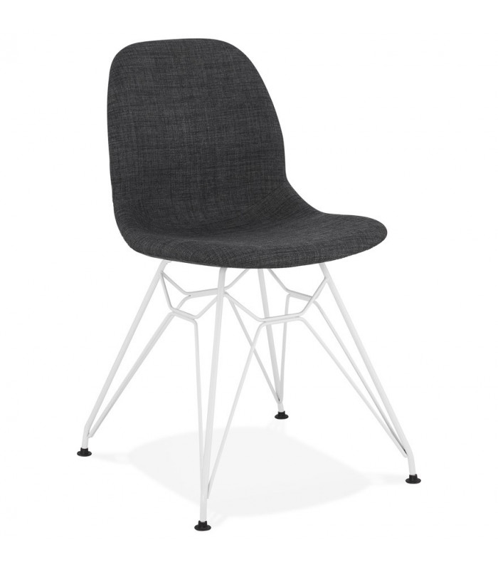 Chaise design gris foncé en tissu et métal Kora