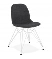 Chaise design gris foncé en tissu et métal Kora