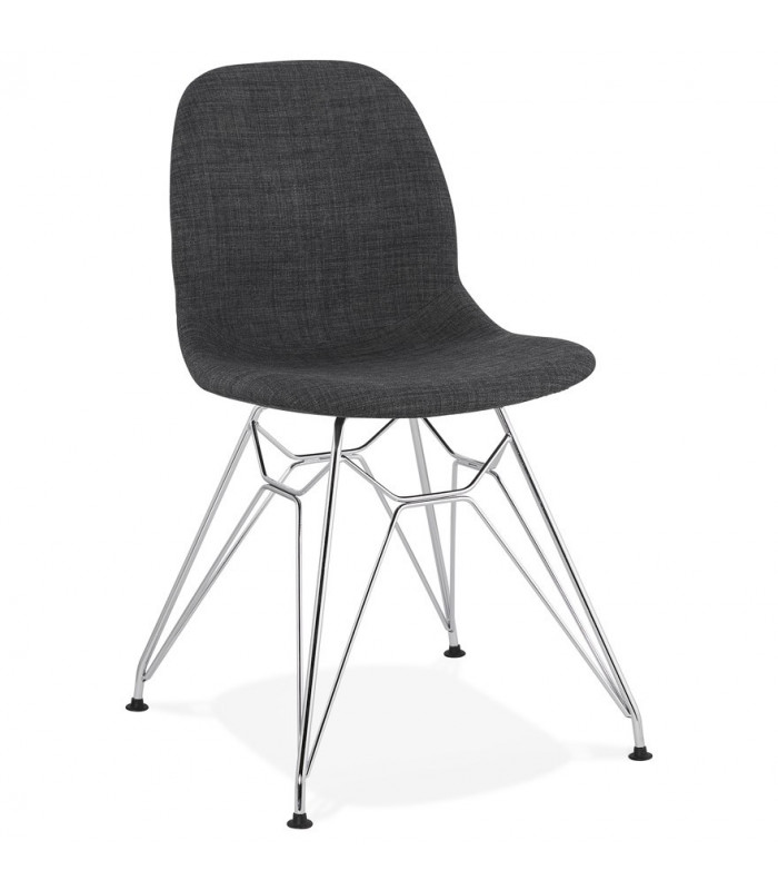 Chaise design gris foncé en tissu et métal Kora