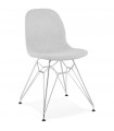 Chaise design gris clair en tissu et métal Kora