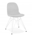Chaise design gris clair en tissu et métal Kora