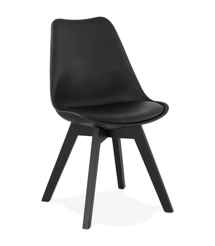 Chaise design noir en plastique et bois Arabesque