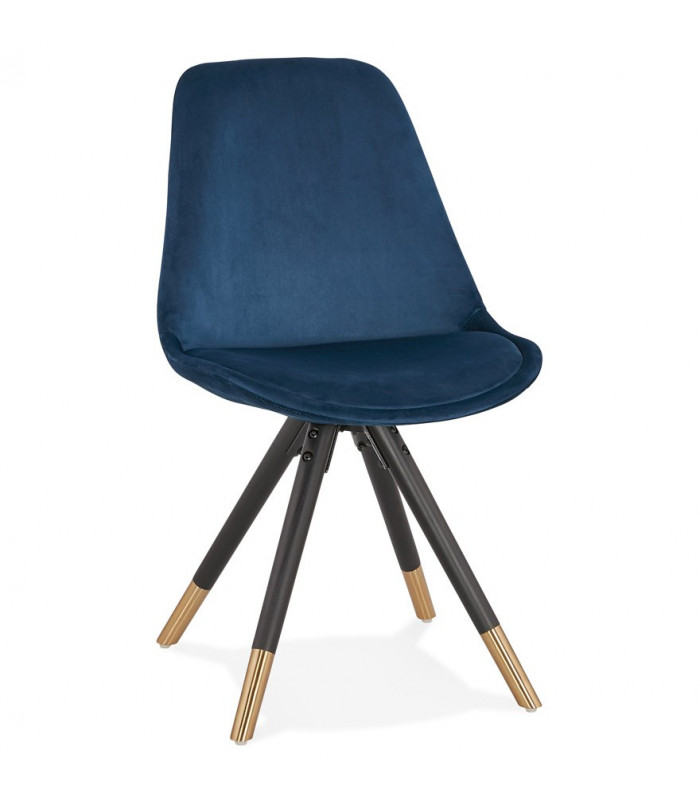 Chaise design bleu en tissu et bois Hoop