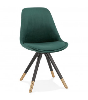 Chaise design vert en tissu et bois Hoop