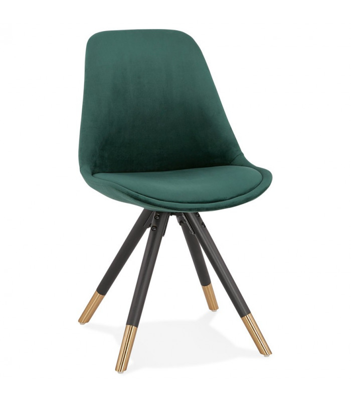 Chaise design vert en tissu et bois Hoop