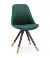 Chaise design vert en tissu et bois Hoop