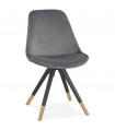Chaise design gris en tissu et bois Hoop