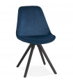 Chaise design bleu en tissu et bois Eton
