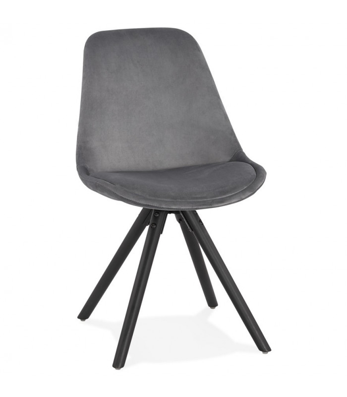 Chaise design gris en tissu et bois Eton