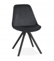 Chaise design noir en tissu et bois Eton