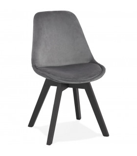 Chaise design gris en tissu et bois Kolo