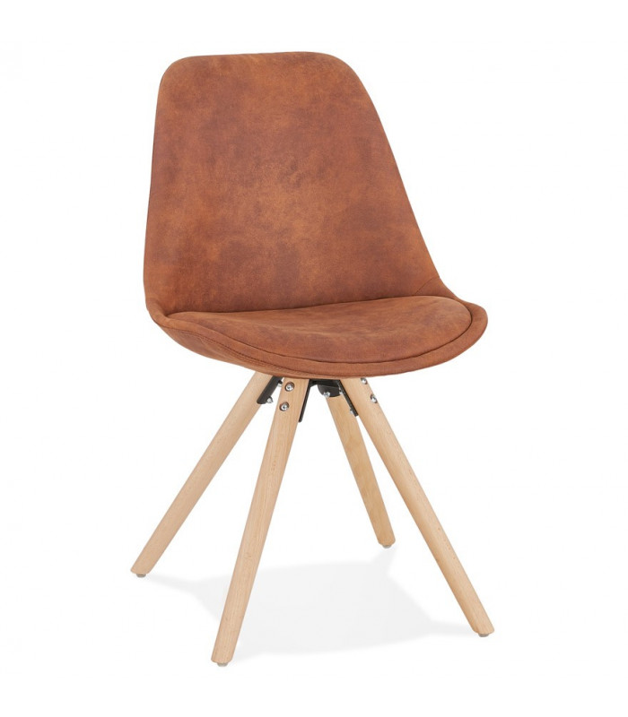 Chaise design marron en tissu et bois Bluffton