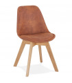 Chaise design marron en tissu et bois Mordax