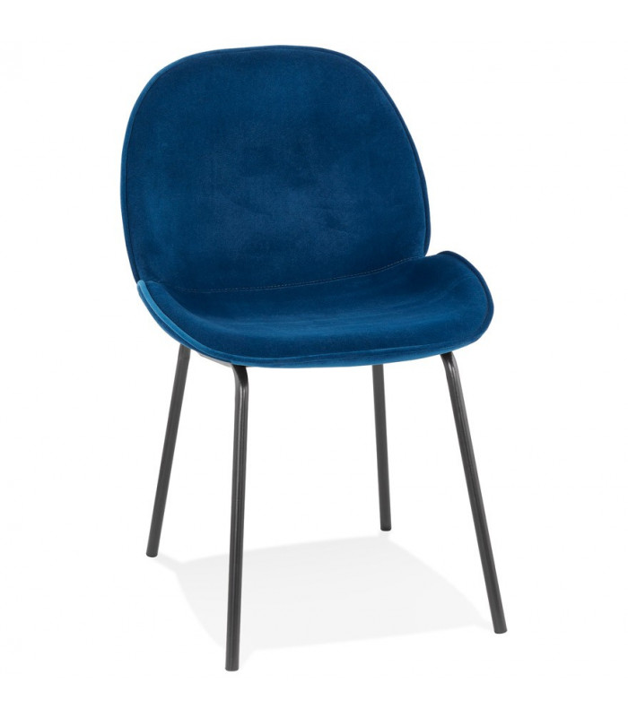 Chaise design bleu en tissu et métal Acadia