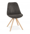 Chaise design gris foncé en tissu et bois Bluffton