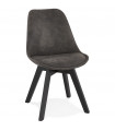 Chaise design gris foncé en tissu et bois Mordax