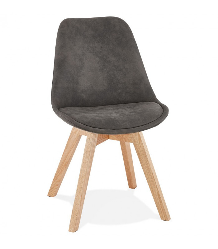 Chaise design gris foncé en tissu et bois Mordax