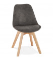 Chaise design gris foncé en tissu et bois Mordax