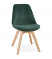 Chaise design vert en tissu et bois Kolo