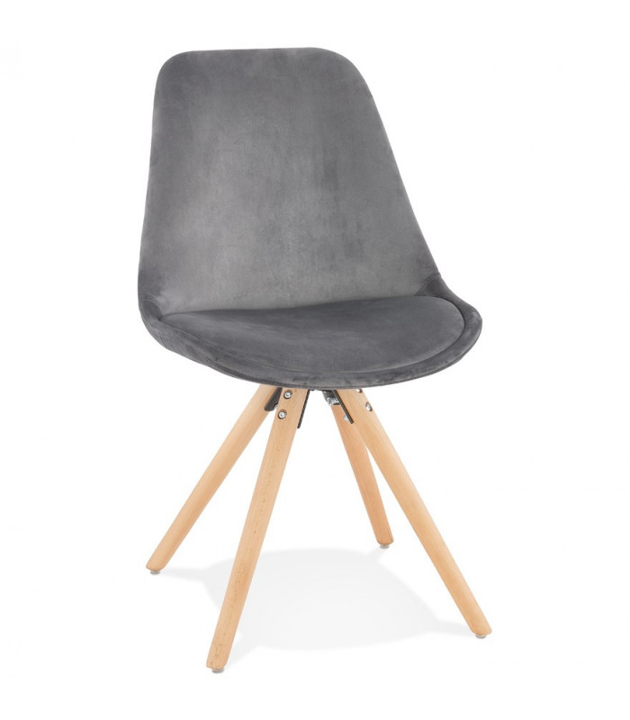 Chaise design gris en tissu et bois Eton