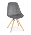 Chaise design gris en tissu et bois Eton