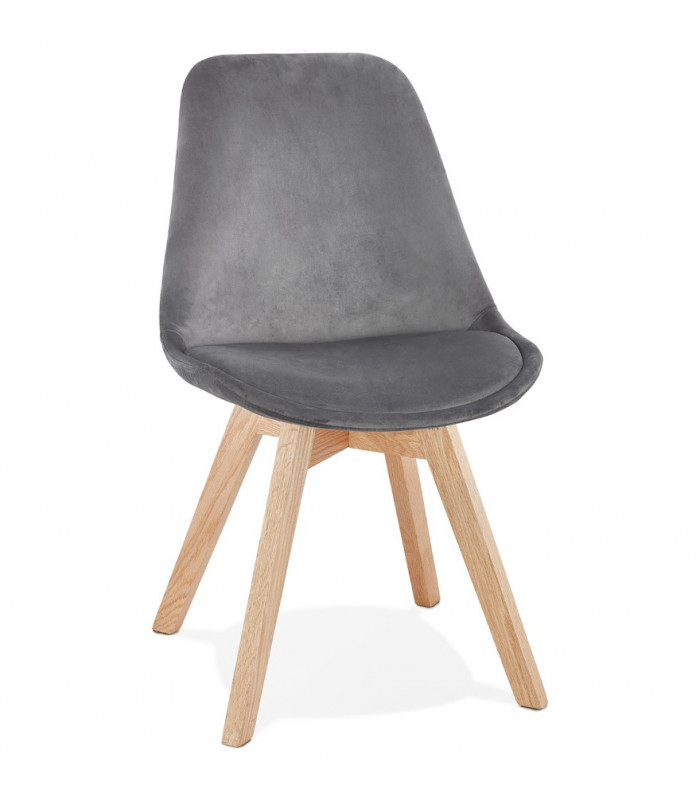 Chaise design gris en tissu et bois Kolo