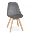 Chaise design gris en tissu et bois Kolo