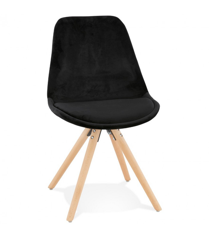 Chaise design noir en tissu et bois Eton