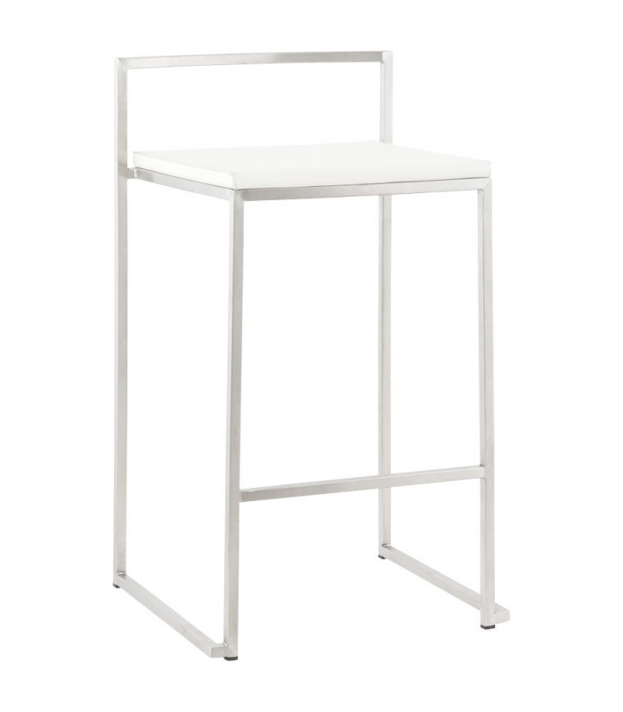 Tabouret de bar design blanc en similicuir Hester