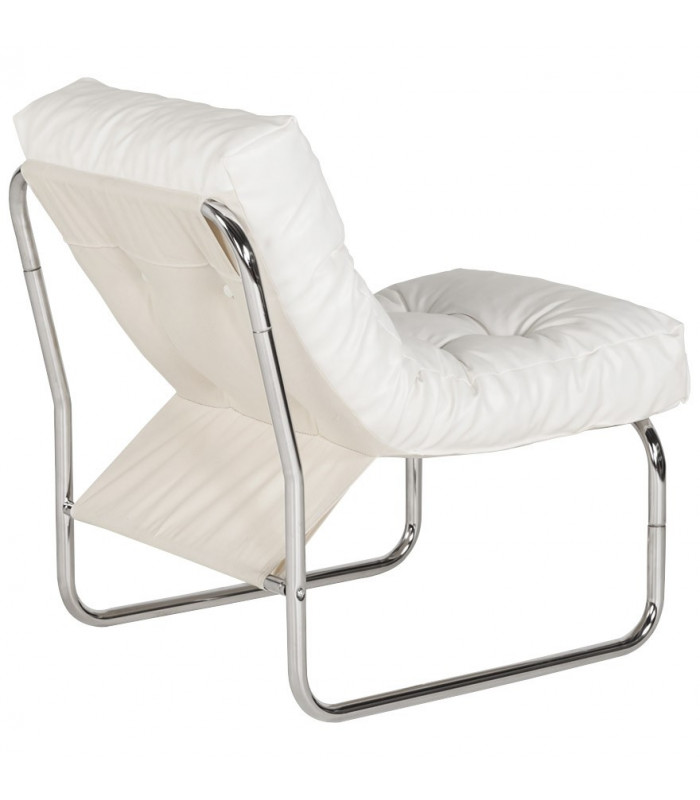 Fauteuil design (non empilable) blanc en similicuir Ava