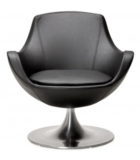Fauteuil design noir en similicuir Leoni