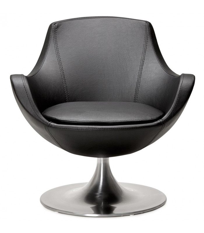 Fauteuil design noir en similicuir Leoni