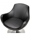 Fauteuil design noir en similicuir Leoni