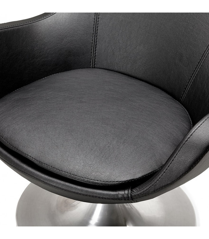 Fauteuil design noir en similicuir Leoni