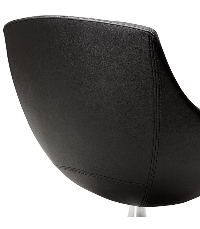 Fauteuil design noir en similicuir Leoni