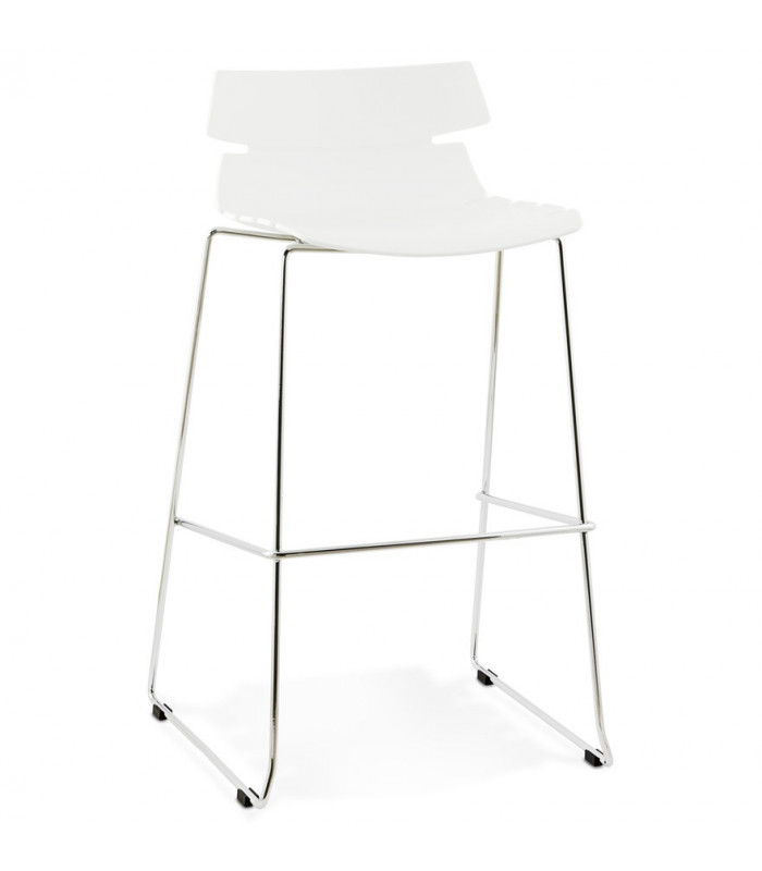 Tabouret de bar design blanc en plastique Livia