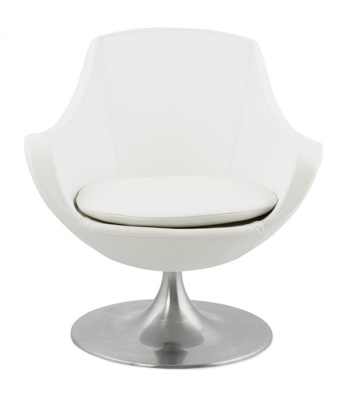 Fauteuil design blanc en similicuir Leoni