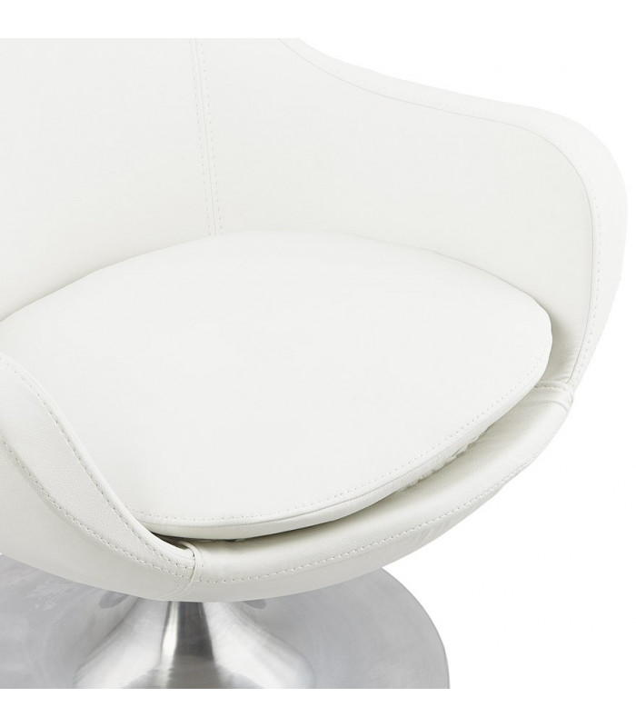 Fauteuil design blanc en similicuir Leoni