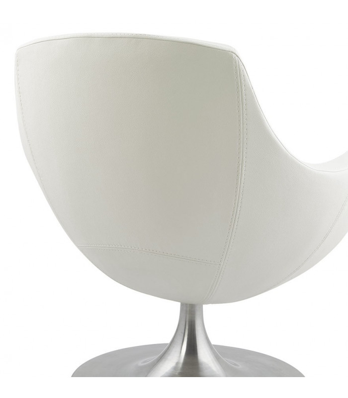 Fauteuil design blanc en similicuir Leoni