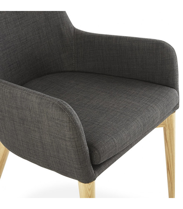 Fauteuil design gris foncé en tissu Dean