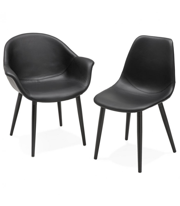 Fauteuil design noir en similicuir Henley