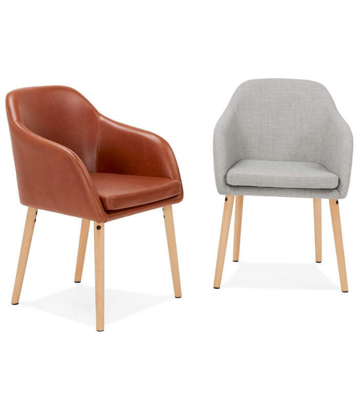 Fauteuil design marron en similicuir Hansen