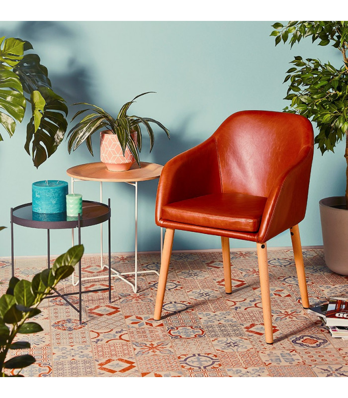 Fauteuil design marron en similicuir Hansen