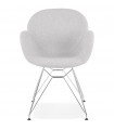 Fauteuil design gris clair en tissu Agassi