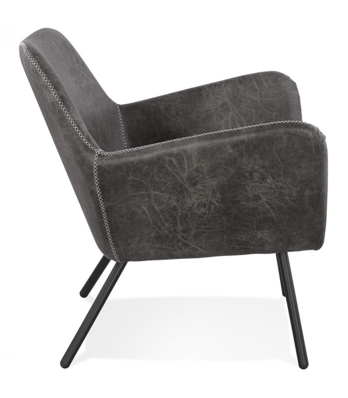 Fauteuil design gris foncé en similicuir Grove